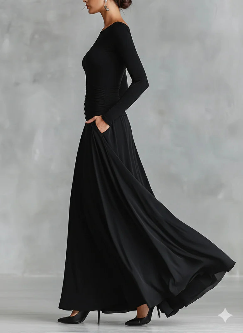 Fiorella – Vestido Largo Moderno en Crepé