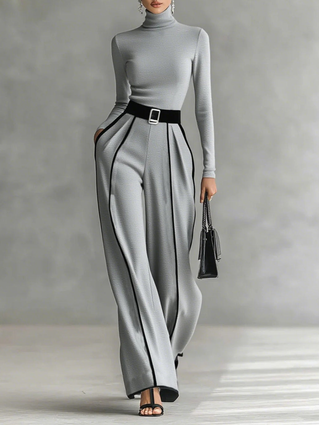Renata – Conjunto de Cuello Alto y Pantalón Elegante