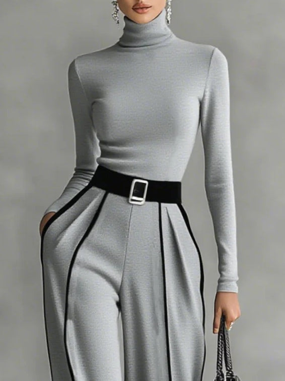 Renata – Conjunto de Cuello Alto y Pantalón Elegante