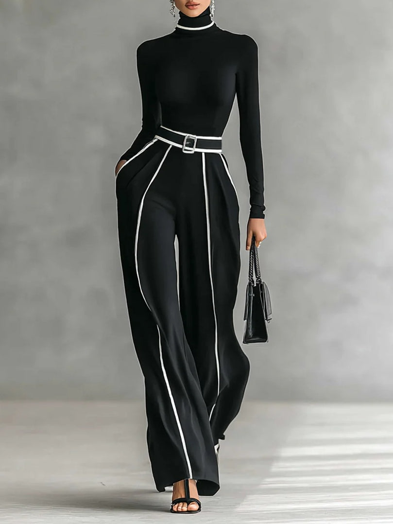 Renata – Conjunto de Cuello Alto y Pantalón Elegante