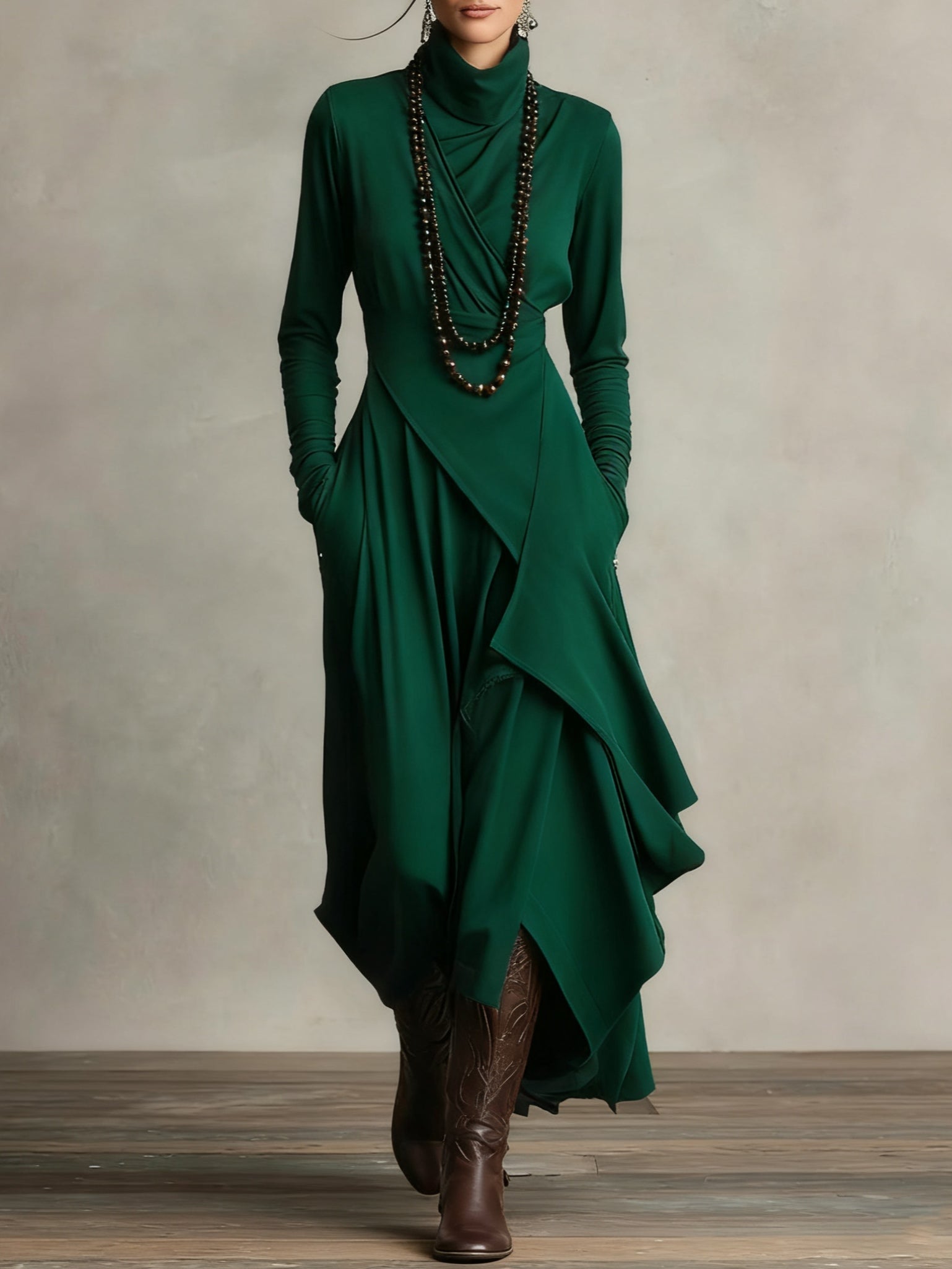Giorgia – Vestido Maxi Plisado Asimétrico