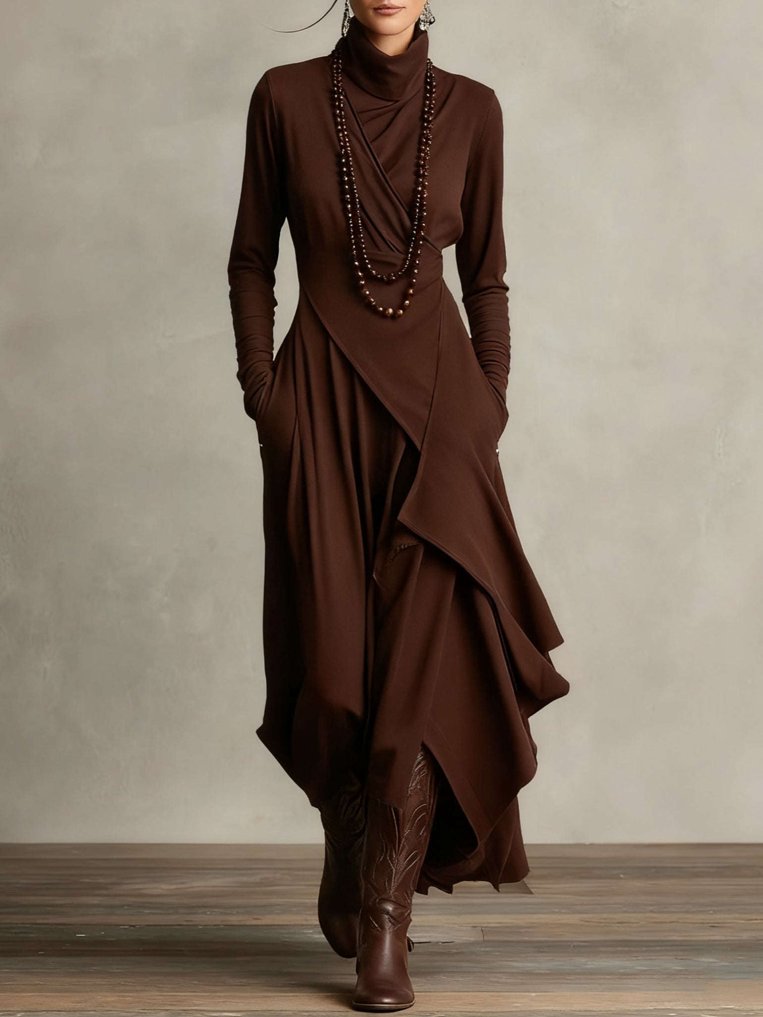 Giorgia – Vestido Maxi Plisado Asimétrico