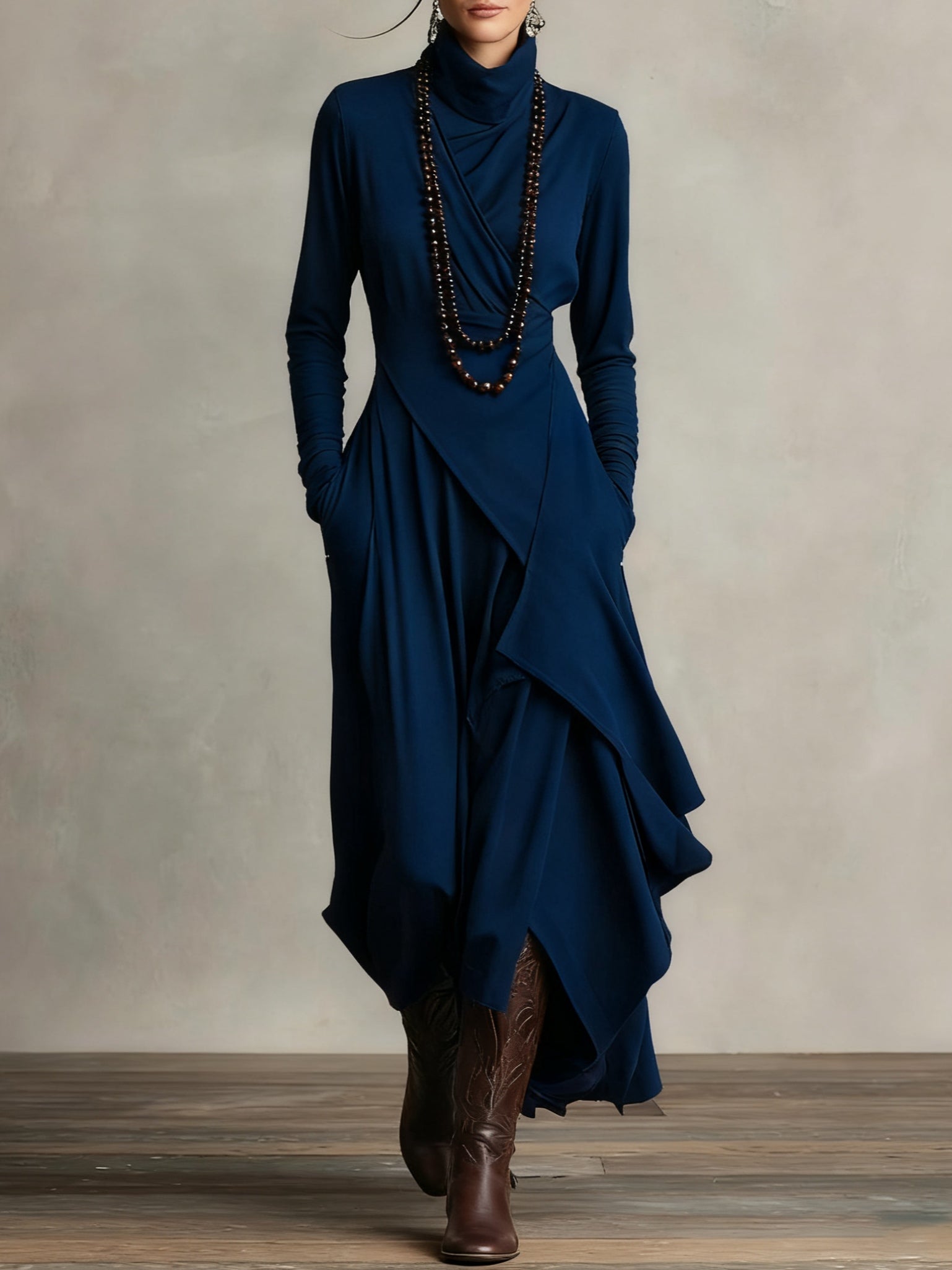 Giorgia – Vestido Maxi Plisado Asimétrico