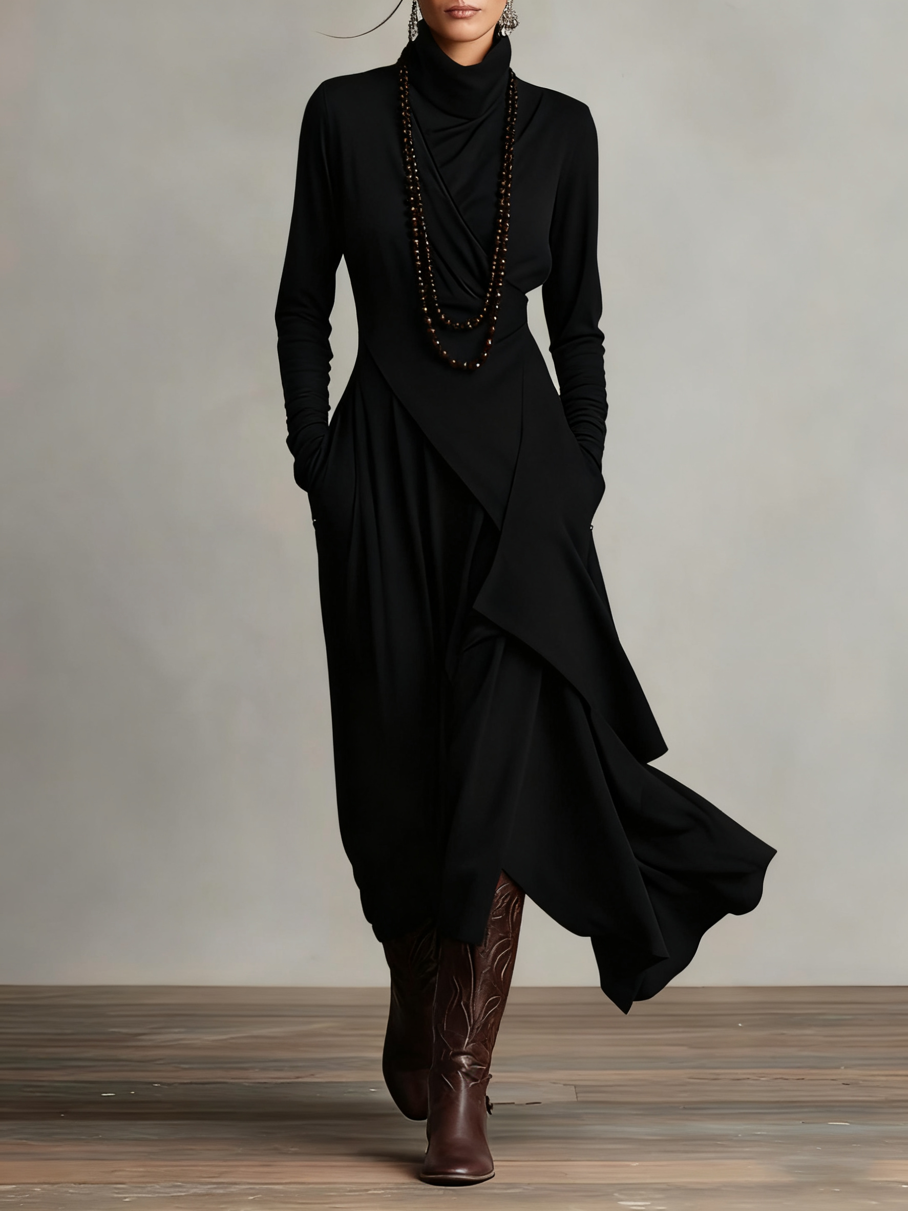 Giorgia – Vestido Maxi Plisado Asimétrico