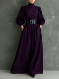 Isabella – Vestido Largo Elegante Ajustado con Cuello Alto y Mangas Largas